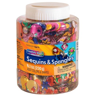 Creativity Street Plastic Reflective Assorted Shape Sequin and Spangle  Shaker Jar, Assorted Size, Assorted Color, 8-4/5 oz