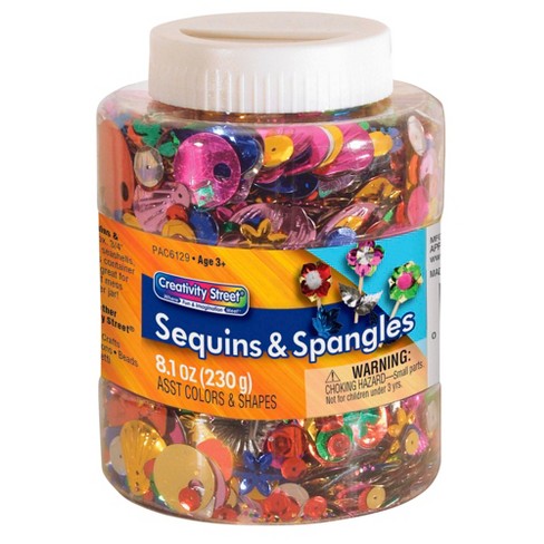 Creativity Street Plastic Reflective Assorted Shape Sequin and Spangle  Shaker Jar, Assorted Size, Assorted Color, 8-4/5 oz