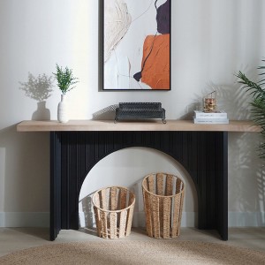 KIGFTSOD 66in Modern Minimalist Console Table - Black Arch Base, Natural Wood Top, Wood Table for Living Room, Entryway - 1 of 4