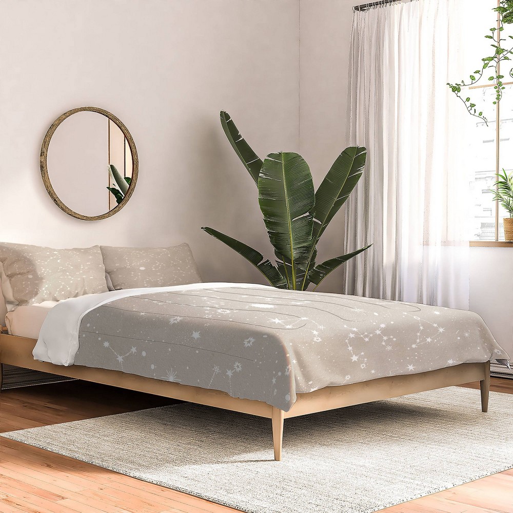 Photos - Duvet Deny Designs King Iveta Abolina Starry Night Comforter and Pillow Shams Blue: Abstract Design, Non-Woven Fabric, Machine Was
