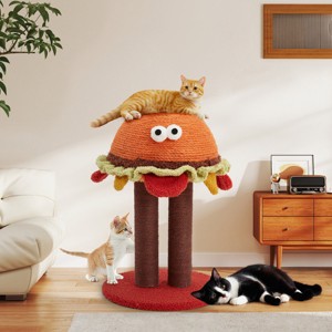 EROMMY 18.5" Hamburger Cat Tree, Cute Cat Scratcher With Dual Natural Durable Sisal Scratching Posts, Sisal Cat Scratcher Post For Indoor - 1 of 4
