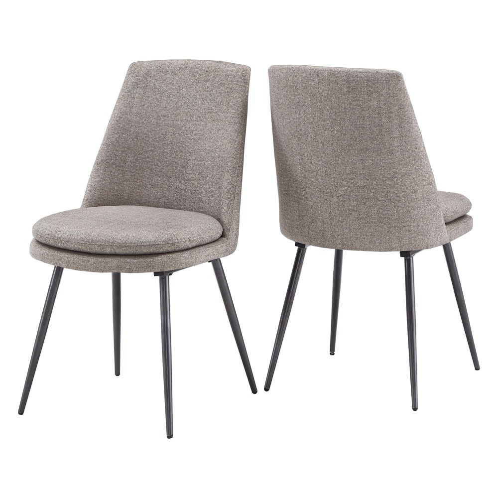 Photos - Dining Table Inspire Q 2pk Jolana Dining Chairs Dark Gray Chenille Fabric/Black Legs