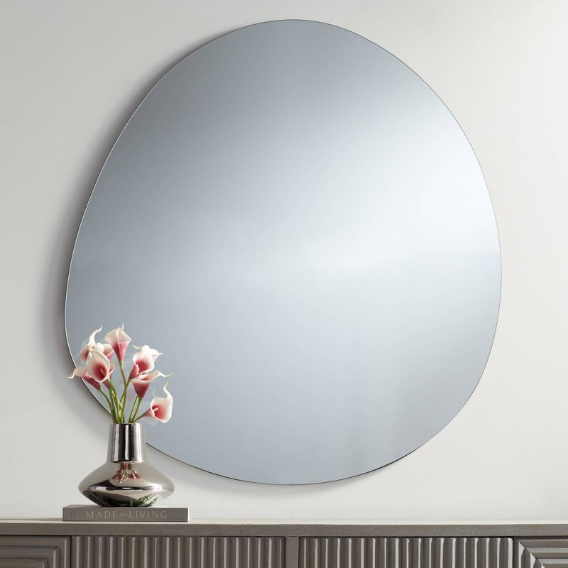 Possini Euro Design Brando Round Decorative Wall Mirror Modern Silver Frameless 37 3/4" Wide Bedroom Living Room Home House Office, 2 of 8