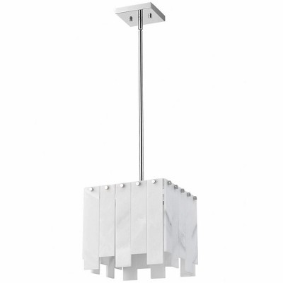 Art Deco Minimalist Alabaster & Polished Nickel Pendant Light