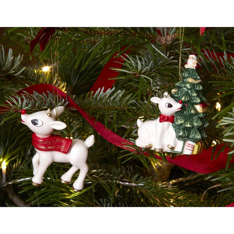 Spode Christmas Tree Rudolph The Red Nosed Reindeer® Baby's First Christmas Ornament 2023, 4 of 5