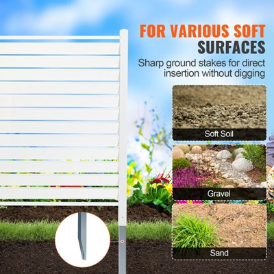 White 48" x 48" Vinyl Privacy Fence Panels with Galvanized Metal Stakes