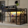 Racxily Loft Bed with Desk and Charging Station, Metal Loft Bed with Stairs and Light for Kids Teens - 3 of 4