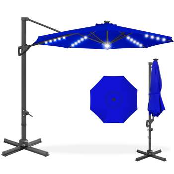 Best Choice Products 10ft 360-Degree Solar LED Lit Cantilever Patio Umbrella, Outdoor Hanging Shade