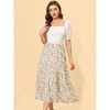 INSPIRE CHIC Women's Floral Elastic Waist Tiered Ruffle Boho Midi Skirts - 2 of 4