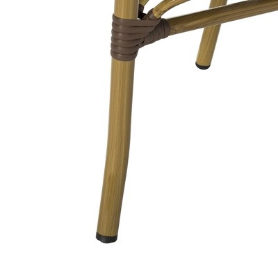Côte d'Azur Inspired Brown & White Wicker Bistro Arm Chair