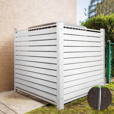 Wooakway 48"W x 48"H White PVC Outdoor Privacy Fence Panel with Metal Ground Stakes