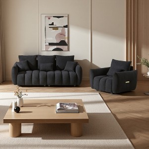 Teddy Fabric 3+1 Sofa Set with Cushions & Pillows - 1 of 4