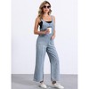 INSPIRE CHIC Women's Casual Adjustable Strap Front Pockets Wide Leg Denim Jumpsuit - 4 of 4