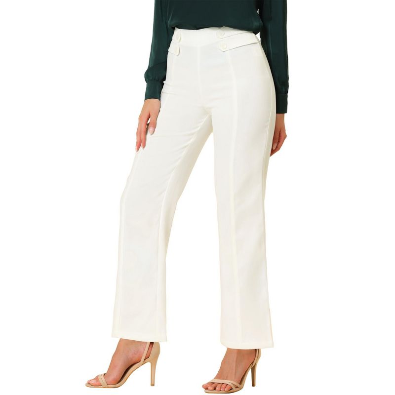 Allegra K Women's High Waisted Straight Leg Solid Color Business Work Pants, 1 of 6