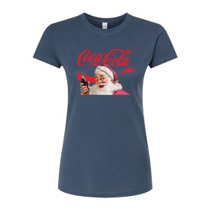 Women's - Coca-Cola - Santa Closeup Coca Cola Logo Fitted Graphic T-Shirt - 1 of 3