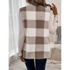 Women Vest Jackets Double Faced Plaid Fleece Pocket Vest Sleeveless Open Front Cardigan Khaki S - 2 of 4