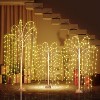Hooseng 3 Pieces Pre-Lit 4FT 5FT 6FT White Chritsmas Artificial Willow Set of 3 LED Lighted Tree Holiday Decoration - 2 of 4