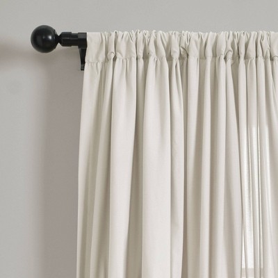 Neutral Beige Polyester Sheer Rod Pocket Window Panel