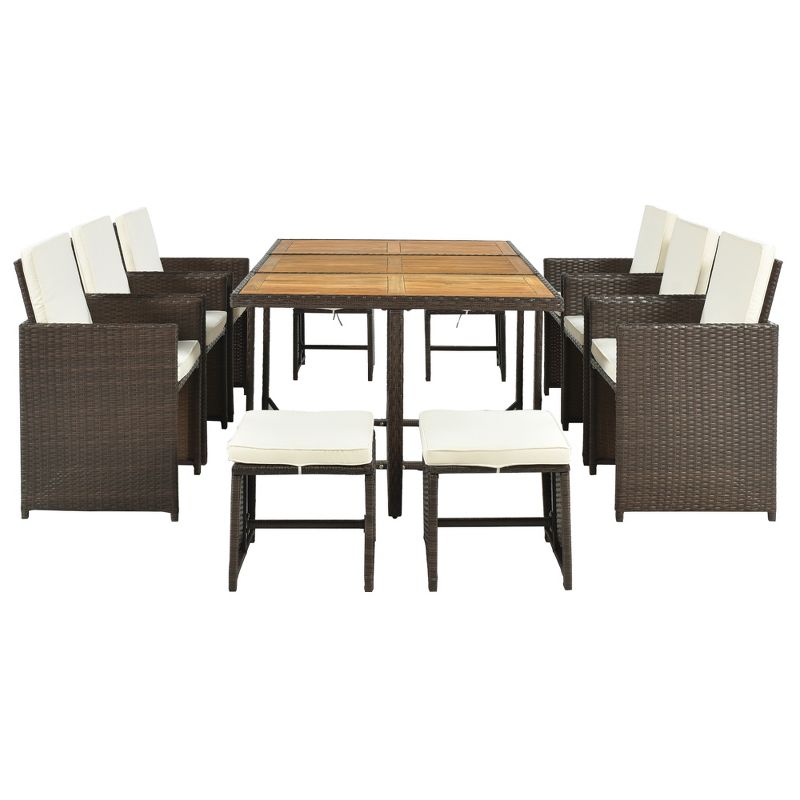 Carrie 9-Piece All-Weather PE Wicker Patio Dining Sets with Wood Tabletop for 8 person, Outdoor Furniture - Maison Boucle, 2 of 10
