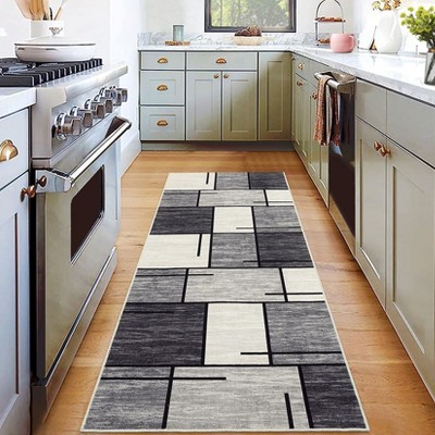 Washable Modern Area Rug, Geometric Rugs for Living Room, Soft Low Pile Non Slip Area Rug for Dining Room, Office