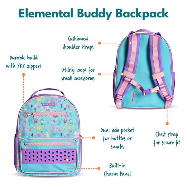 Mochila infantil Elemental Buddy Series para niños de 4 a 8 años, bolso escolar de 15 pulgadas para jardín de infantes y primaria, con panel de encanto y etiqueta de nombre, 12L 2