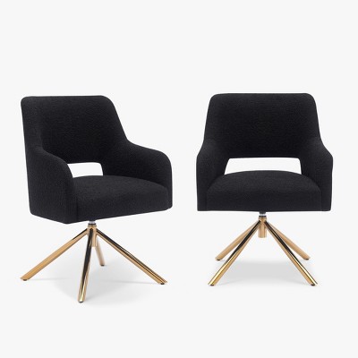 WestinTrends Genevieve Mid-Century Modern Upholstered Boucle Swivel Accent Chair (Set of 2)