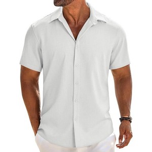 COOFANDY Button Down Shirt Short Sleeve Casual Shirts Linen Shirts - 1 of 4
