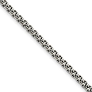 Black Bow Jewelry Men's 5mm Stainless Steel Wheat Chain Necklace - 1 of 4