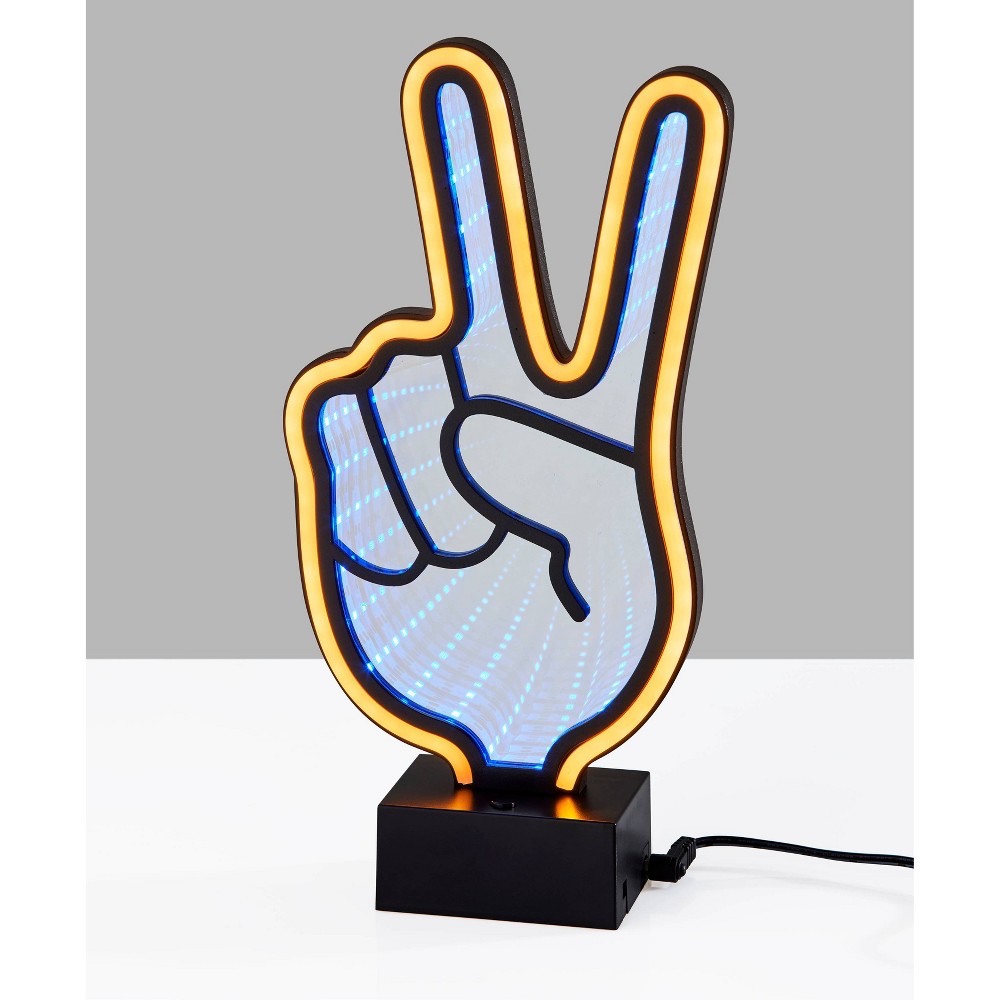 Photos - Floodlight / Street Light Adesso Infinity Neon Peace Sign Table/Wall Lamp Black - : Modern LED Decor, 