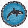 Earth Rugs Round Orca Coaster – 7" Braided Jute Mat with Hand-Stenciled Killer Whale Design in Bold Coastal Black and Blue Tones - 2 of 3