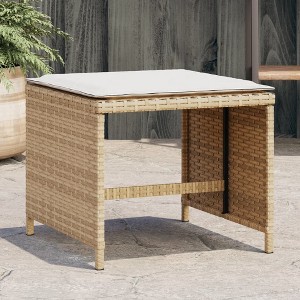 vidaXL Patio Stools with Cushions 4 pcs Beige 15.7"x15.7"x13.8" Poly Rattan - 1 of 4