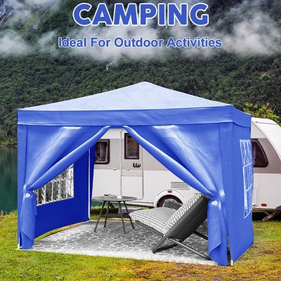 10×10 FT Gazebo, Portable Folding Canopy with Removable Sidewalls, UV-Resistant Gazebo, Gazebo with Weight Bag and Carry Bag-Coolbibila