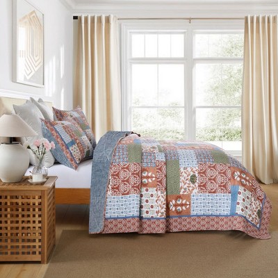 Marcielo 3 Piece Vintage Floral Patchwork Quilt Set Bedspread BY212 Colorful King — фото 5