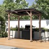 FUFU&GAGA Backyard Grill Gazebo with Cedar Wood Frame and Steel Roof, Outdoor BBQ Station with Bars - 3 of 4