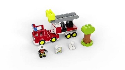 LEGO DUPLO Town Fire Engine 10969 Toy for Toddlers 2 Plus Years Old, Truck  with Lights and Siren, Firefighter & Cat Figures, Learning Toys