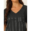 cheibear Women's Short Sleeve Mini length Striped Pajama Dress - 4 of 4