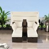 Nestfair 2-Seater Wicker Outdoor Double Day Bed with Foldable Awning and Cushions - 3 of 4