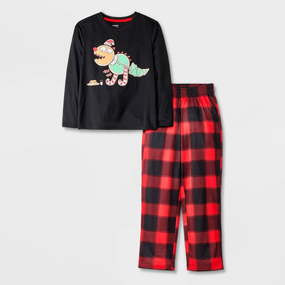 Photos - Other Textiles Boys' 2pc 'Cookie Dino' Long Sleeve Pajama Set - Cat & Jack™ Black/Red XS