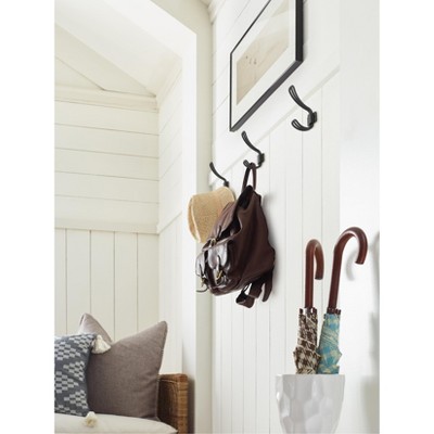 Matte Black Double Prong Decorative Metal Wall Hook