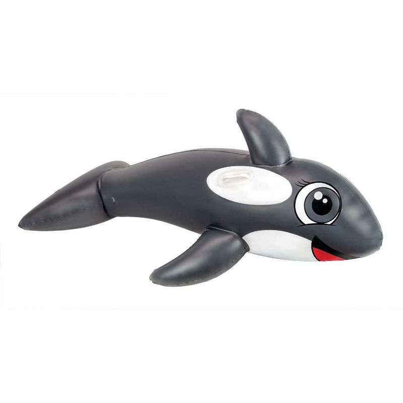 Poolmaster Jumbo Whale Rider Inflatable Swimming Pool Float - Gray/White/Red, 1 of 11
