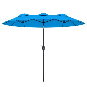 Outsunny 9.5' Double-sided Patio Umbrella with 3 Air Vents, Tilt and Crank, Outdoor Umbrella - 1 of 4