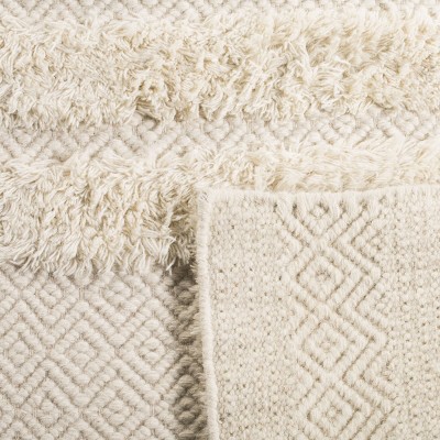 Ivory Hand-Knotted Wool and Cotton 4' x 6' Rug