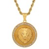 Steeltime Men's 18k Gold Plated Stainless Steel And Simulated Diamonds Lion Head Round Pendant - image 2 of 3