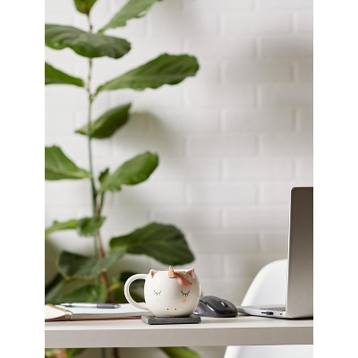 Whimsical White Ceramic Unicorn Mug Set, 4" x 5"