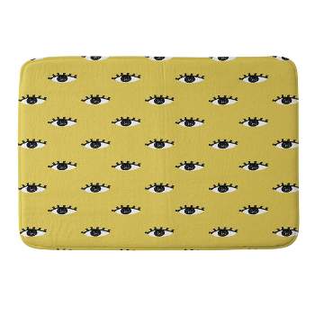 Erika Stallworth Inky Textured Eye Pattern Heavy Memory Foam Bath Mat Yellow - Deny Designs