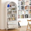 MOEPISY 71inch Tall Arched Cabinet - Arched Bookcase/Bookshelf with 2 Drawers & Adjustable Shelves - 3 of 4