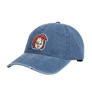 Chucky Face With Distressed Logo Adult Denim Baseball Cap - 1 of 4