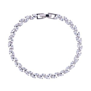 Hollywood Sensation Marquise Cut Cubic Zirconia Tennis Bracelet with White Diamond Cubic Zirconia 7 Inches Gold - 1 of 2