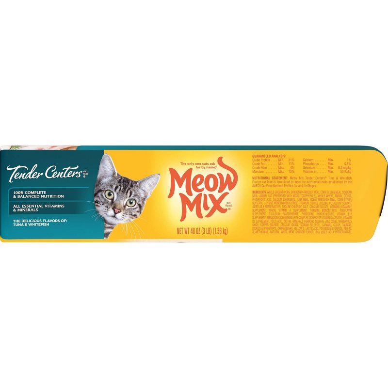 Meow Mix Tender Centers with Flavors of Tuna &#38; White Fish Adult Complete &#38; Balanced Dry Cat Food - 3lbs, 4 of 11