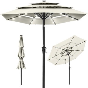 Best Choice Products 10ft 3-Tier Solar Patio Umbrella w/ 24 LED Lights, Tilt Adjustment, Easy Crank - 1 of 4